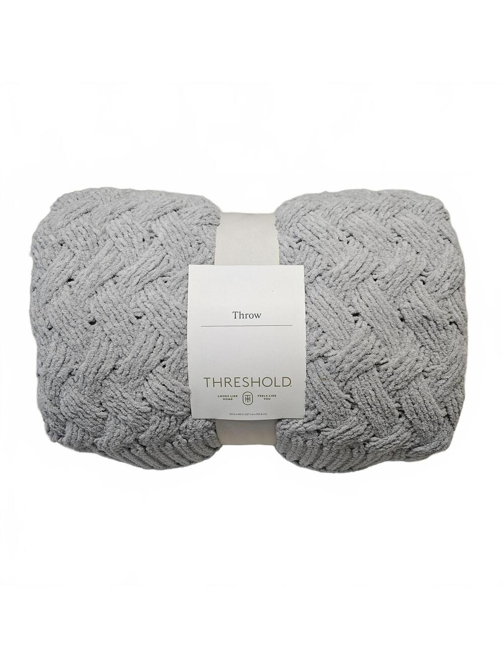 New Threshold Gray Textured Throw Blanket